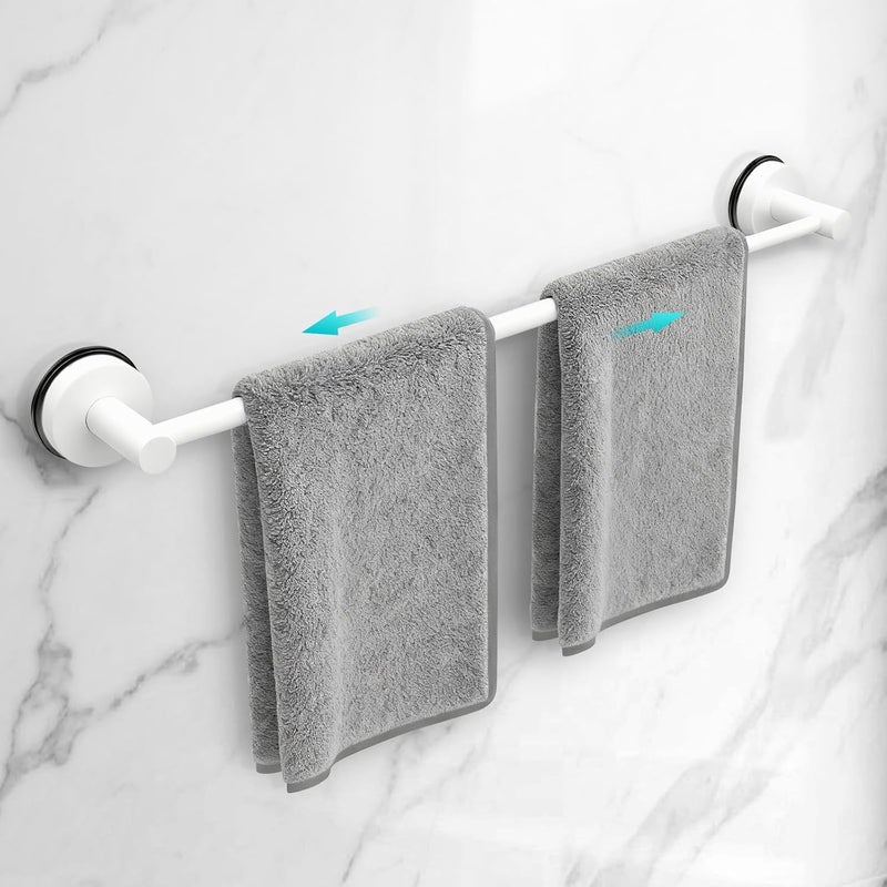 WingWider Adjustable Suction Cup Towel Bar for Bathroom Wall,14.6Inch~24 Inch Towel Racks for Bathroom,Stainless Steel Bath Towel Holder for Shower(Matte White) - Image 1